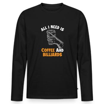 Coffee and Billiards Billiards Snooker - Männer Premium Bio Langarmshirt - Schwarz - Vorne - Nico (187cm)