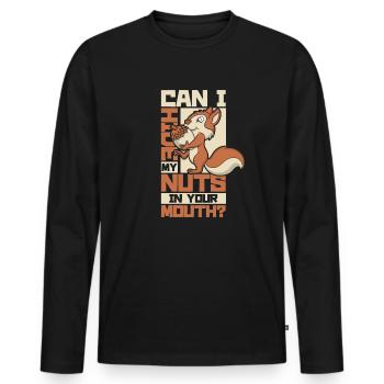 Hide My Nuts In Your Mouth Squirrel Eichhörnchen - Männer Premium Bio Langarmshirt - Schwarz - Vorne - Nico (187cm)