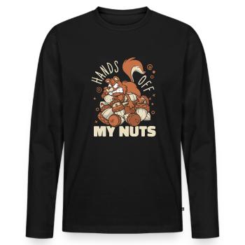 Hands Off My Nuts Grauhörnchen Squirrel - Männer Premium Bio Langarmshirt - Schwarz - Vorne - Nico (187cm)