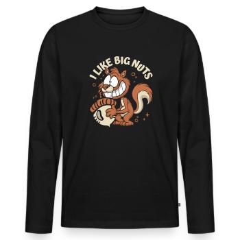 I Like Big Nuts Grauhörnchen Squirrel Eichhörnchen - Männer Premium Bio Langarmshirt - Schwarz - Vorne - Nico (187cm)