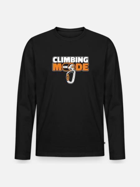 Klättringsläge på sportklättring Hastighetsklättring - Ekologisk långärmad premium-T-shirt herr - svart