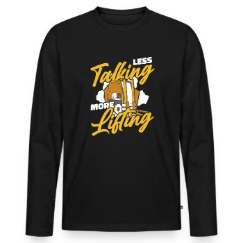 Less Talking More Lifting Telehandler - Men's Premium Organic Long Sleeve Shirt - black - Front - Nico (187cm)