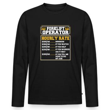 Forklift Operator Hourly Rate Telehandler - Men's Premium Organic Long Sleeve Shirt - black - Front - Nico (187cm)