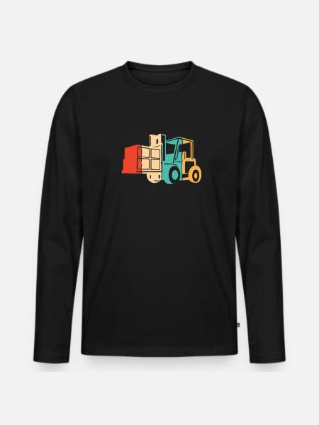 Retro Gabelstaplerfahrer Geländestapler - Männer Premium Bio Langarmshirt - Schwarz