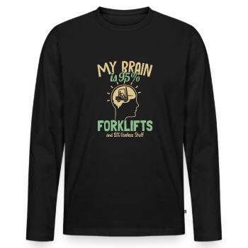 My Brain is 95% Forklifts Forklift Driver - Men's Premium Organic Long Sleeve Shirt - black - Front - Nico (187cm)