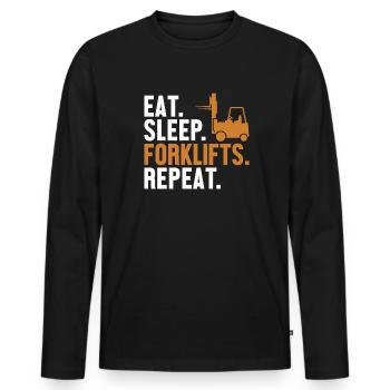 Eat Sleep Forklifts Repeat All-terrain forklift - Men's Premium Organic Long Sleeve Shirt - black - Front - Nico (187cm)