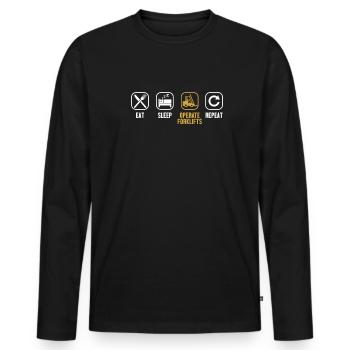 Eat Sleep Operate Forklifts Repeat Forklift - Men's Premium Organic Long Sleeve Shirt - black - Front - Nico (187cm)