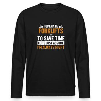 Forklifts Let's Assume I'm Right Geländestapler - Men's Premium Organic Long Sleeve Shirt - black - Front - Nico (187cm)