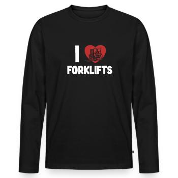 I love Forklifts Telehandler All-terrain forklift - Men's Premium Organic Long Sleeve Shirt - black - Front - Nico (187cm)