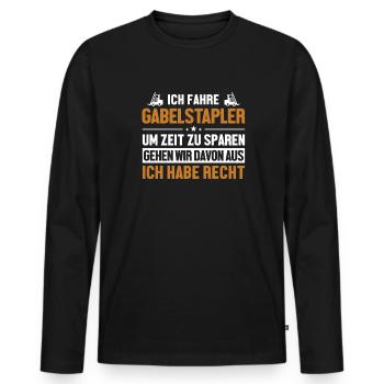 Gabelstapler hat immer Recht Gabelstaplerfahrer - Männer Premium Bio Langarmshirt - Schwarz - Vorne - Nico (187cm)