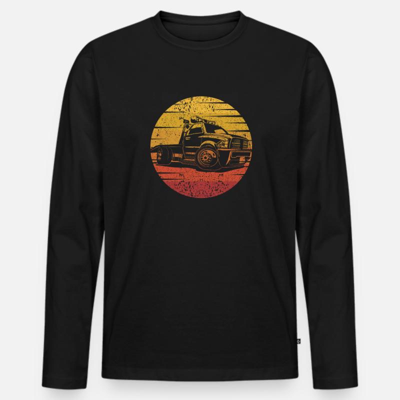Retro Abschlepper Abschleppdienst Fahrer - Männer Premium Bio Langarmshirt - Schwarz