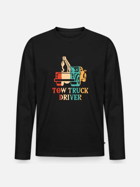 Retro Abschleppfahrzeug Abschlepper Fahrer - Männer Premium Bio Langarmshirt - Schwarz