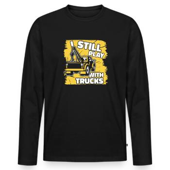 I Still Play With Trucks Abschlepper Fahrer - Männer Premium Bio Langarmshirt - Schwarz - Vorne - Nico (187cm)