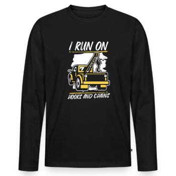 Je cours sur crochets et chaînes conducteur de remorquage - T-shirt manches longues Premium bio Homme - noir - Devant - Nico (187cm)