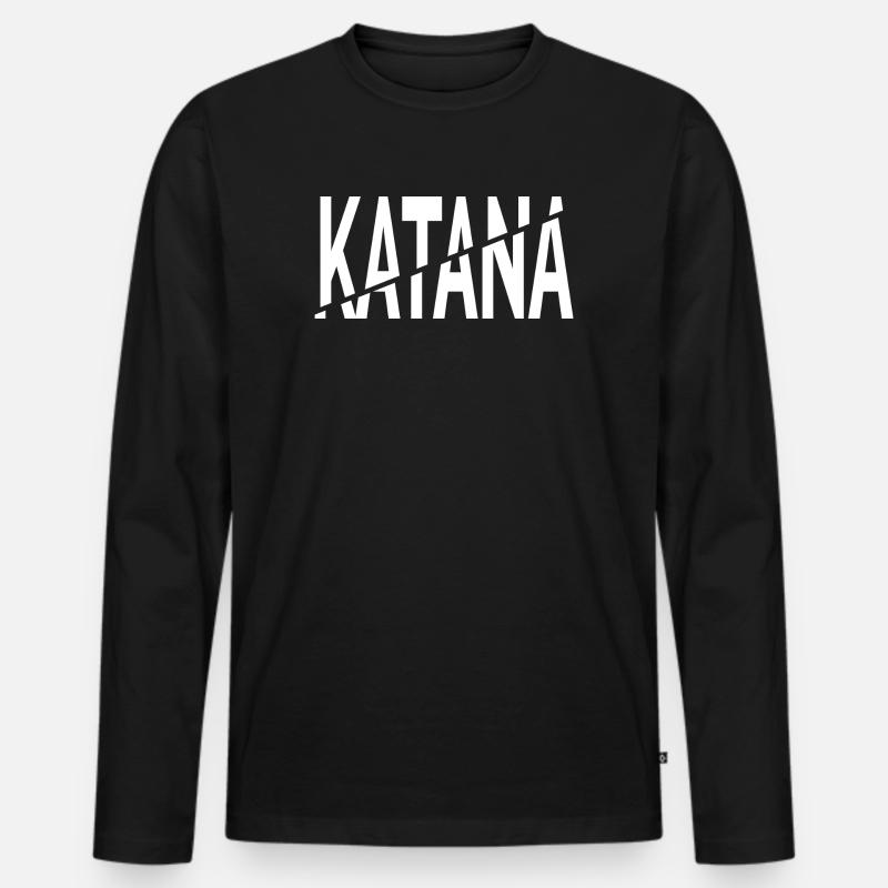Katana-Schnitt - Männer Premium Bio Langarmshirt - Schwarz