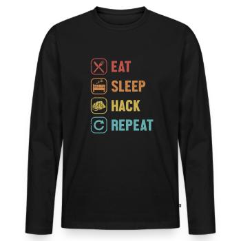 Manger Sommeil Hack Répéter Phishing Renifleur Chapeau Gris - T-shirt manches longues Premium bio Homme - noir - Devant - Nico (187cm)