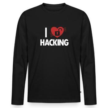 J’adore Hacking Phishing Sniffer Social - T-shirt manches longues Premium bio Homme - noir - Devant - Nico (187cm)