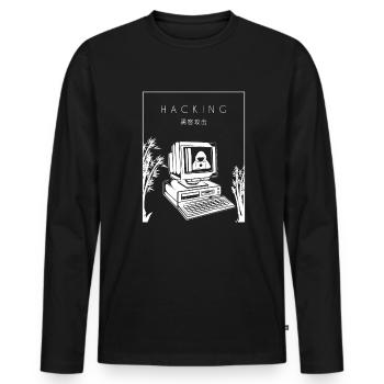 Hacking Chinese Hanzi Social Engineering Phishing - Men's Premium Organic Long Sleeve Shirt - black - Front - Nico (187cm)