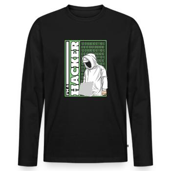 Je suis un hacker Ingénierie sociale Phishing Sniffer - T-shirt manches longues Premium bio Homme - noir - Devant - Nico (187cm)