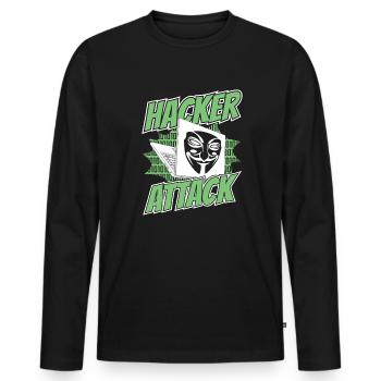 Attaque de hacker Social Engineering Phishing Sniffer - T-shirt manches longues Premium bio Homme - noir - Devant - Nico (187cm)