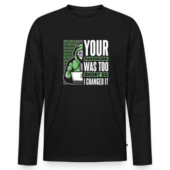 Votre mot de passe était trop court Phishing Sniffer Grey - T-shirt manches longues Premium bio Homme - noir - Devant - Nico (187cm)