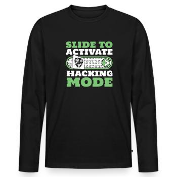 Faites glisser pour activer le renifleur de phishing en mode piratage - T-shirt manches longues Premium bio Homme - noir - Devant - Nico (187cm)