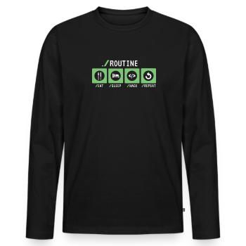 Routine Eat Sleep Hack Répéter Sniffer Phishing - T-shirt manches longues Premium bio Homme - noir - Devant - Nico (187cm)