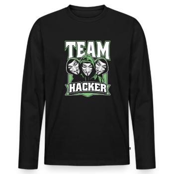 Team Hacker Social Engineering Phishing Sniffer - T-shirt manches longues Premium bio Homme - noir - Devant - Nico (187cm)