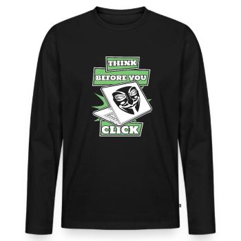 Think Before You Click Social Engineering - Men's Premium Organic Long Sleeve Shirt - black - Front - Nico (187cm)