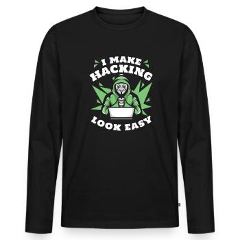 I Make Hacking Look Easy Sniffer Social - Männer Premium Bio Langarmshirt - Schwarz - Vorne - Nico (187cm)