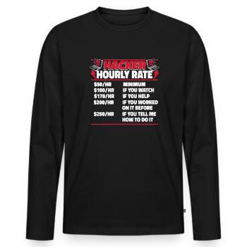 Hacker Hourly Rate Sniffer Social Engineering - Men's Premium Organic Long Sleeve Shirt - black - Front - Nico (187cm)