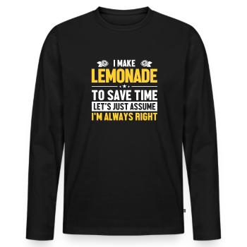 Faire de la limonade Supposons que j’ai raison Limonade - T-shirt manches longues Premium bio Homme - noir - Devant - Nico (187cm)
