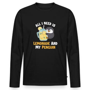 La limonade et mes amoureux de la limonade Pingouin - T-shirt manches longues Premium bio Homme - noir - Devant - Nico (187cm)
