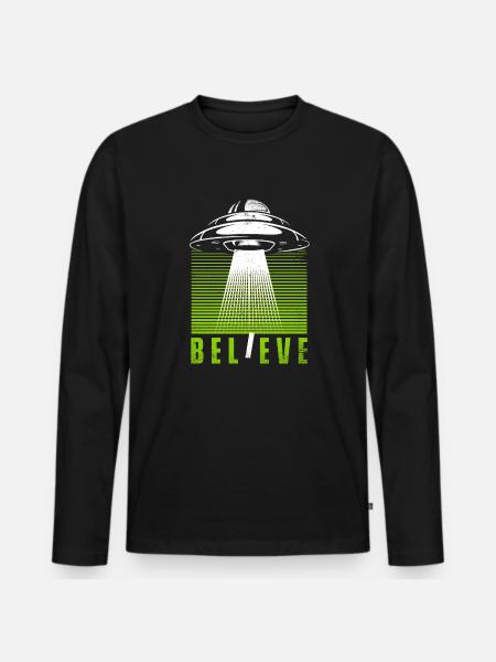Believe Conspiracy Außerirdischer Ufo Alien - Men's Premium Organic Long Sleeve Shirt - black