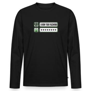 Je connais votre mot de passe Phishing Renifleur Grey Hat - T-shirt manches longues Premium bio Homme - noir - Devant - Nico (187cm)