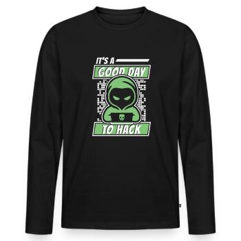 It's A Good Day To Hack Social Engineering - Men's Premium Organic Long Sleeve Shirt - black - Front - Nico (187cm)