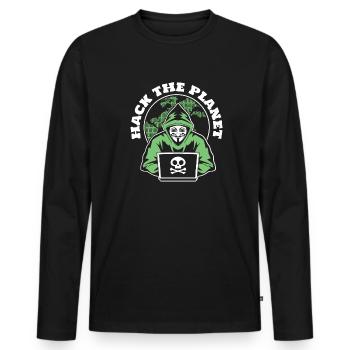 Hack The Planet Phishing Sniffer Social - T-shirt manches longues Premium bio Homme - noir - Devant - Nico (187cm)