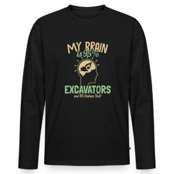 My Brain is 95% Excavators Excavator Seilbagger - Männer Premium Bio Langarmshirt - Schwarz - Vorne - Nico (187cm)