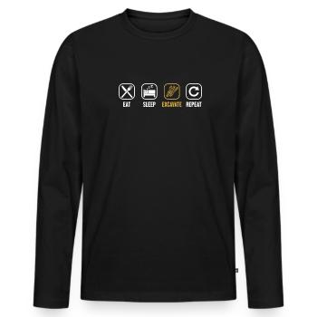 Eat Sleep Excavate Repeat Excavator Seilbagger - Männer Premium Bio Langarmshirt - Schwarz - Vorne - Nico (187cm)