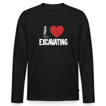 I love Excavating Raupenbagger Excavator - Männer Premium Bio Langarmshirt - Schwarz - Vorne - Nico (187cm)