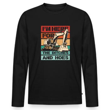 Je suis ici pour les fossés et les houes Cycle de service Grue sur chenilles - T-shirt manches longues Premium bio Homme - noir - Devant - Nico (187cm)
