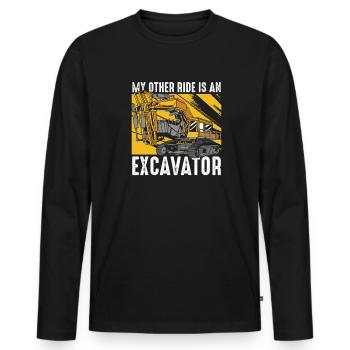 Mon autre manège est une excavatrice - T-shirt manches longues Premium bio Homme - noir - Devant - Nico (187cm)
