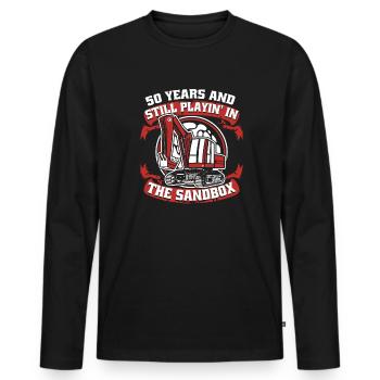 50 Years Still Playing In Sandbox Raupenbagger - Männer Premium Bio Langarmshirt - Schwarz - Vorne - Nico (187cm)