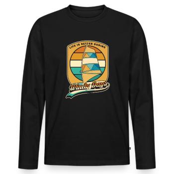 Life Is Better During Windy Days Water Sports - Men's Premium Organic Long Sleeve Shirt - black - Front - Nico (187cm)