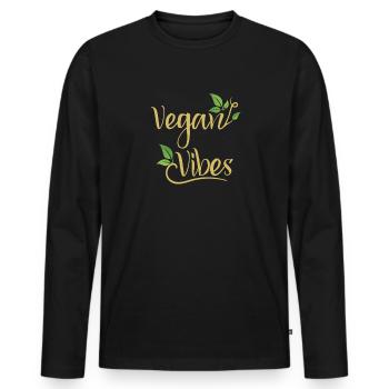 Vegan Vibes Vegan Vegans Plant-Based Vegetarian - Men's Premium Organic Long Sleeve Shirt - black - Front - Nico (187cm)