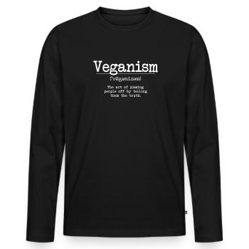 Vegan Noun Definition Vegans Plant-Based Vegan - Men's Premium Organic Long Sleeve Shirt - black - Front - Nico (187cm)
