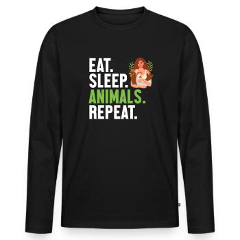 Eat Sleep Animals Repeat Vegan Vegans Veganism - Men's Premium Organic Long Sleeve Shirt - black - Front - Nico (187cm)