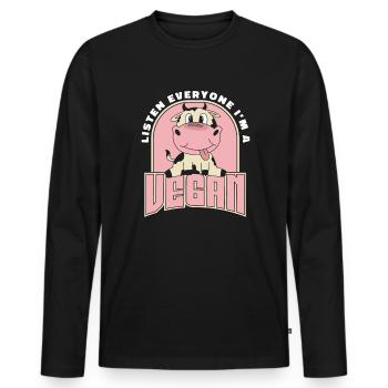Ich bin Veganer Veganer Pflanzlich - Männer Premium Bio Langarmshirt - Schwarz - Vorne - Nico (187cm)