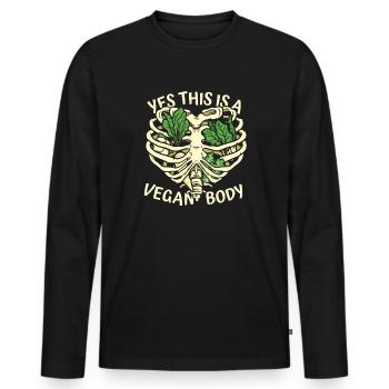 Ja, das ist ein veganer Körper auf pflanzlicher Basis Vegan - Männer Premium Bio Langarmshirt - Schwarz - Vorne - Nico (187cm)