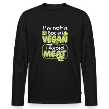 Je ne suis pas un végétalien social végétalien à base de plantes - T-shirt manches longues Premium bio Homme - noir - Devant - Nico (187cm)